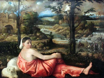 Portrait of a Resting Young Woman in a Landscape